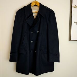 London Fog Maincoats Navy Blue Coat Men's 40 Regular Fleece lined